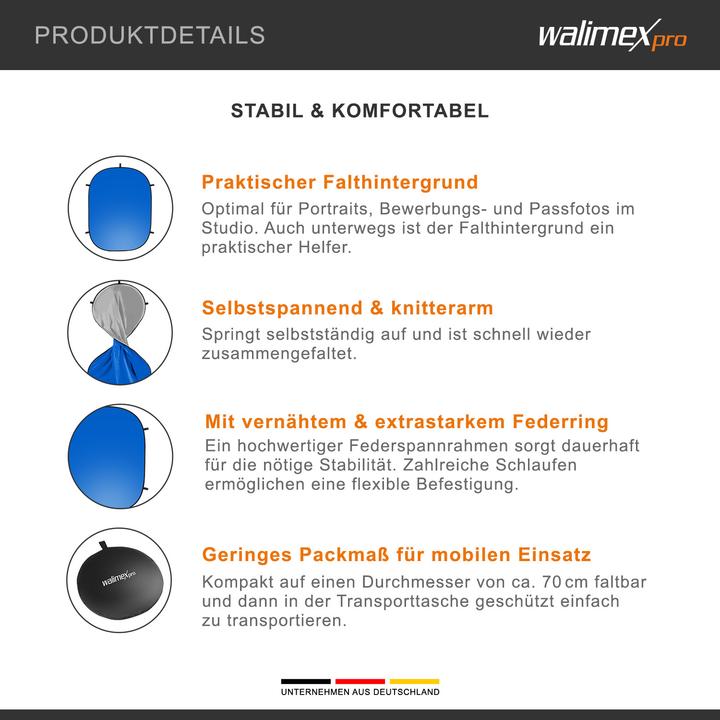 Produktbild Walimex 2in1 Falthintergrund grau/blau 150x200 (200 cm)