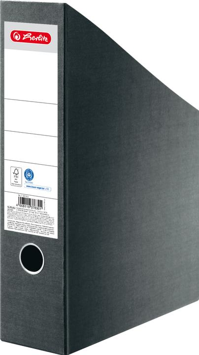 Produktbild Herlitz Stehsammler, DIN A4, RC-Hartpappe, schwarz Innenmass: 75 mm, mit grossem Rückenschild und Griffloch (A4)