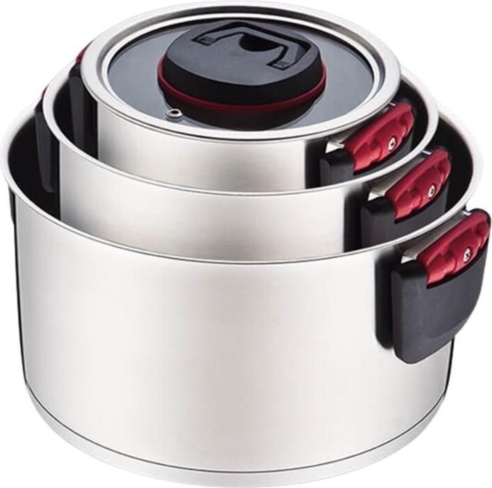 Actual product image Maestro MR-3530-6 Topfset mit Klappgriffen 6 Stück (24 cm, Pan set + pot set, Stainless steel)