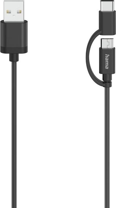 Image du produit Hama Câble micro-USB, 2en1, y compris adaptateur vers USB-C, USB 2.0, 0,75 m (0.75 m, USB 2.0)