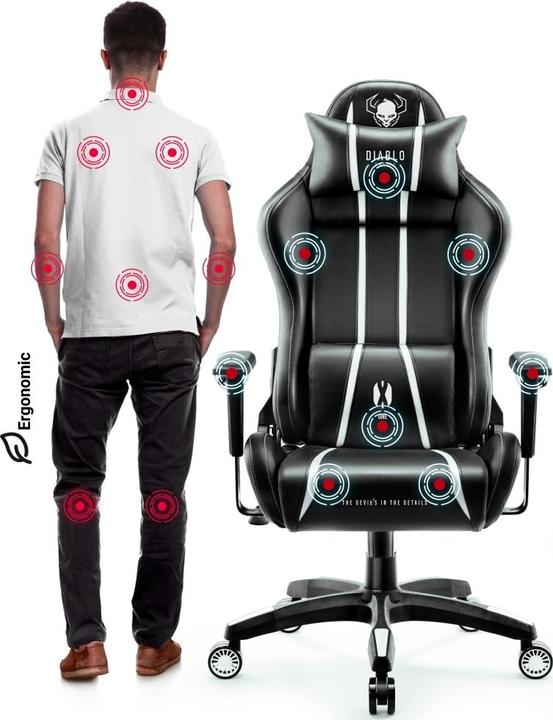 Immagine prodotto Diablo Sedia da gioco X-One 2.0 Gaming Chair Normal, Nero-bianco