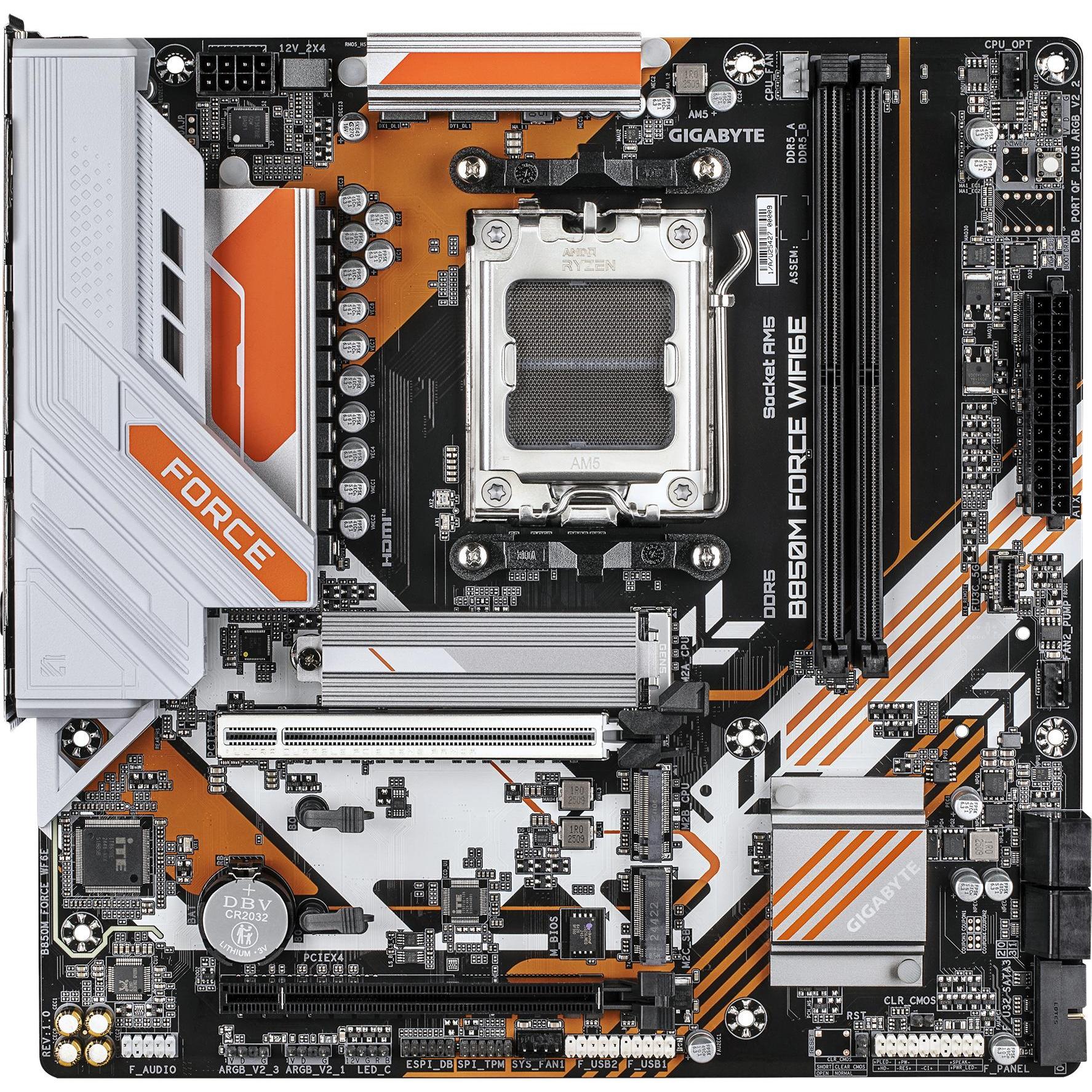 Gigabyte Mainboard AMD B850 SAM5 Micro-ATX Memory DDR5 Memory slots 2 B850MFORCEWF6E (AM5, AMD B850,