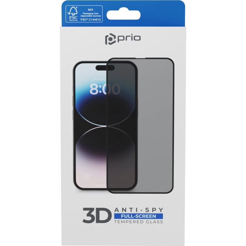 Thumbnail - prio 3D Anti-Spy Panzerglas für iPhone 15 Plus (6,7 Zoll) schwarz (1 Stück, Apple iPhone 15 Plus), Smartphone Schutzfoli...