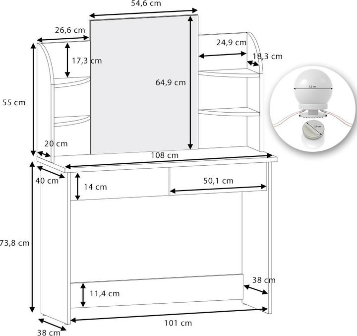 Image du produit Vicco Charlotte (108 x 40 x 139 cm)