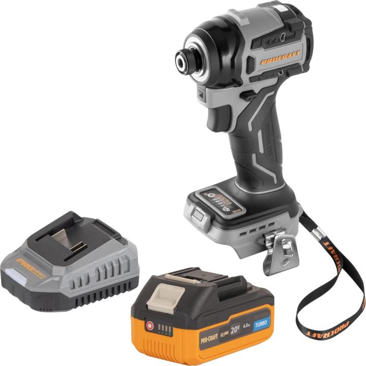Actual product image Procraft Industrial ID20Abb Akku Schlagschrauber 20 V 180 Nm 1/4" + 1x Akku 4,0 Ah + Ladegerät (Impact wrench)