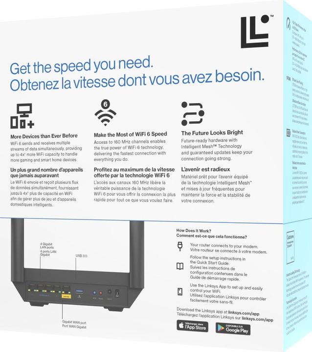 Image du produit Linksys Hydra Pro 6 Whole-Home Mesh Wi-Fi 6 MR5500 AX5400 Routeur bibande