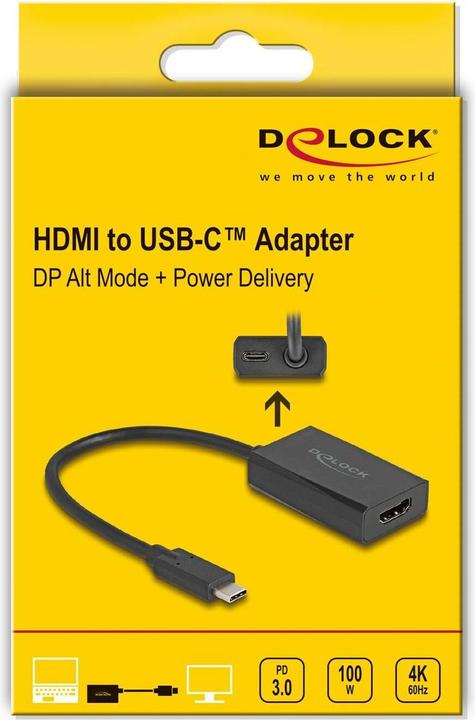 Produktbild Delock Adapter HDMI Buchse zu USB Type-C Stecker (DP Alt Mod (USB Typ-C, 16 cm)