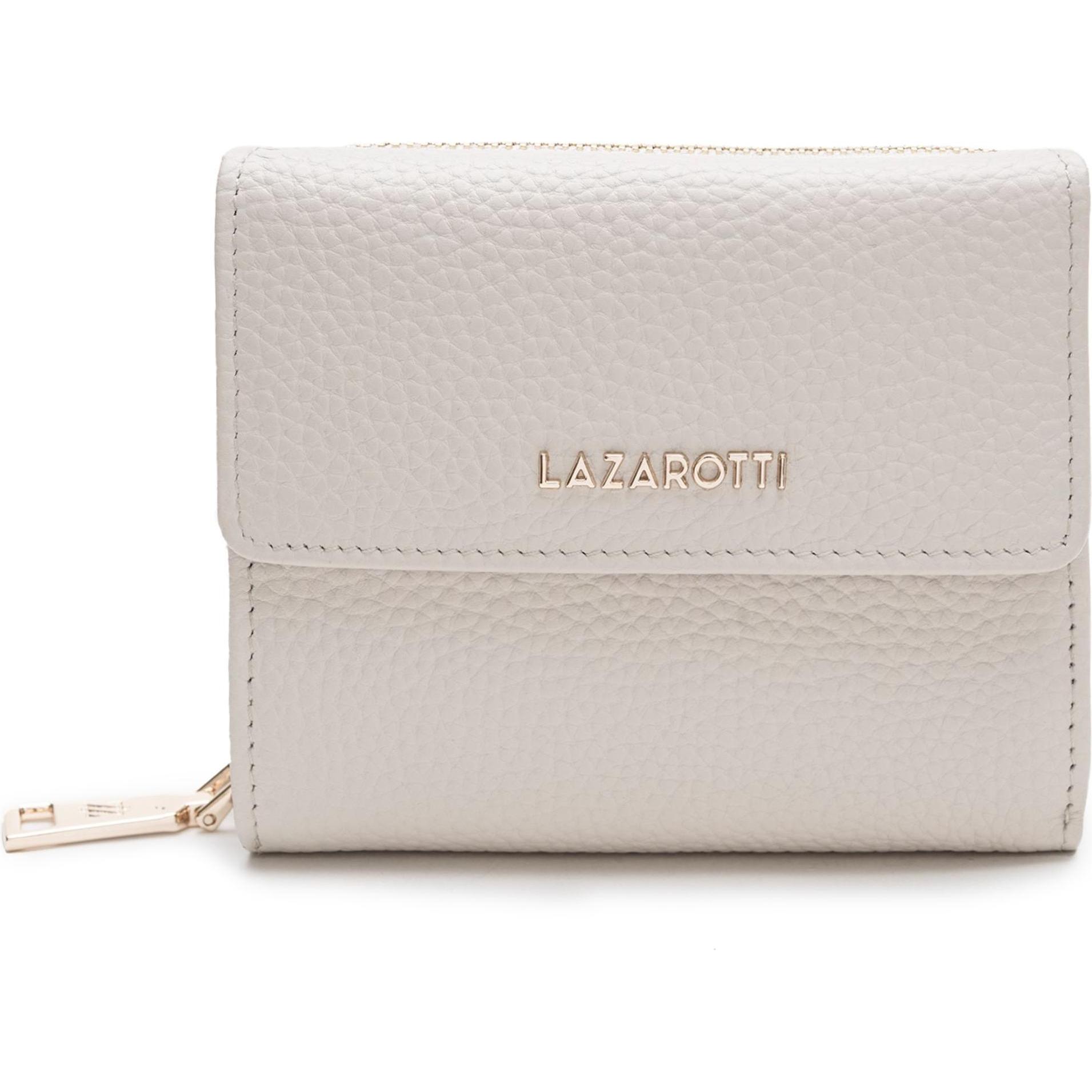 Lazarotti, Damen, Portemonnaie, Bologna Leather Geldbörse Leder 12 cm, Weiss