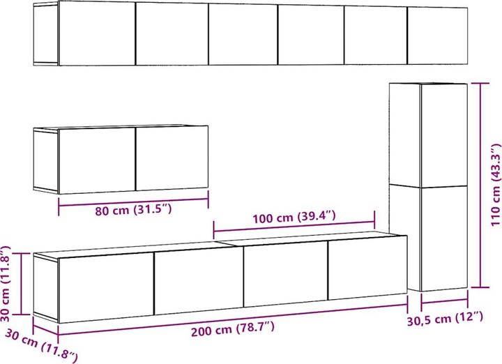 Produktbild vidaXL TV-Schrank-Set (100 x 30 x 30 cm)