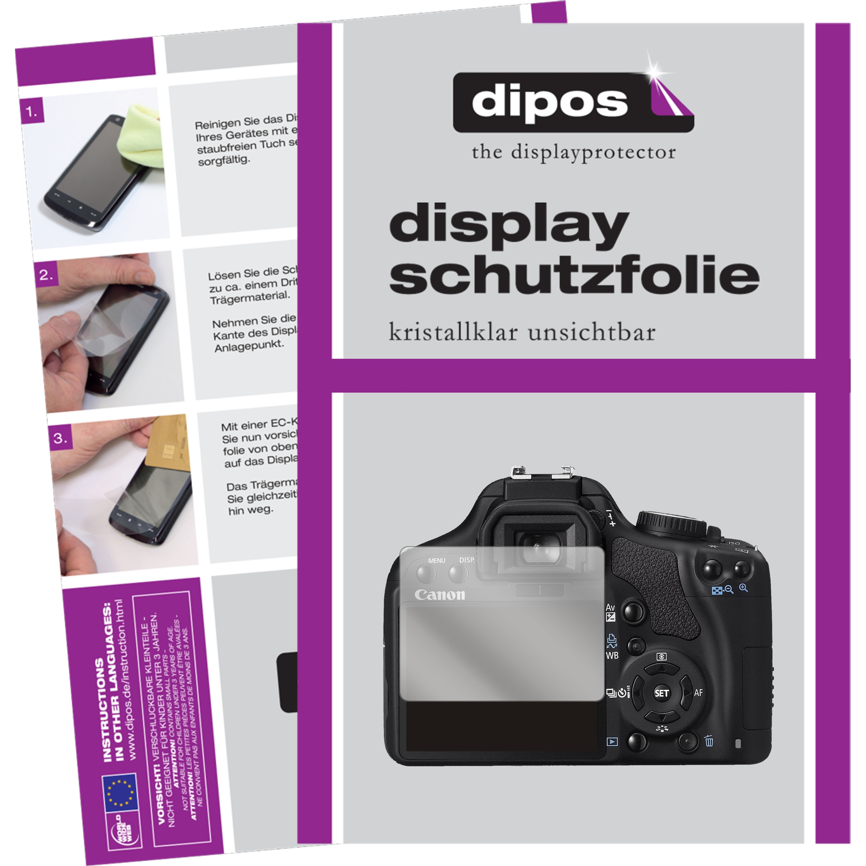 Dipos Displayschutzfolie Crystalclear (Displayschutz, EOS 500D), Kameraschutz, Transparent