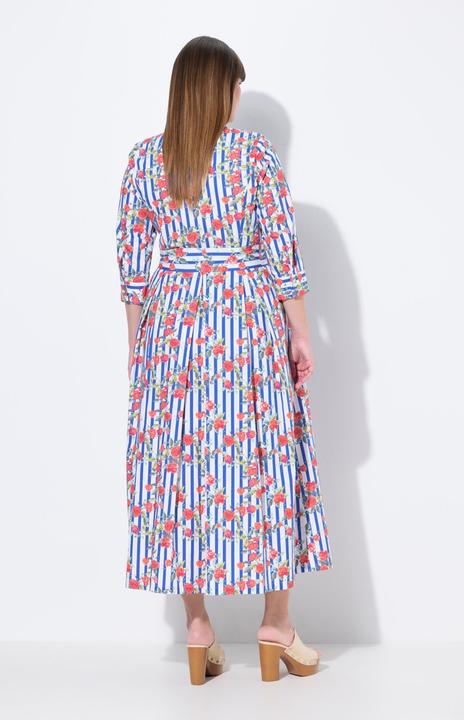 Immagine prodotto Ulla Popken Abito chemisier dal taglio svasato con fiori, colletto da camicia e maniche a 3/4 (62)