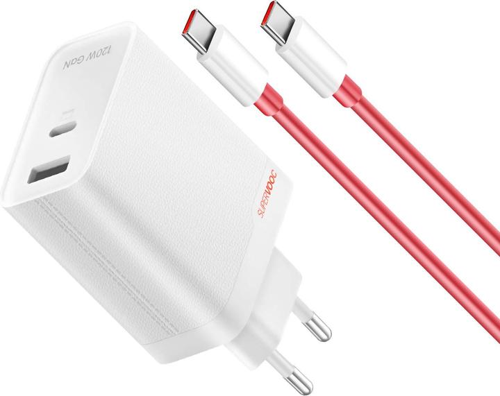 Actual product image OnePlus 120W Dual Ports SuperVooc Adapter + Cable (Type-C + Type-A) - White (120 W)