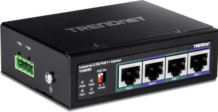 Produktbild Trendnet ti-ig290 poe injector 95w 2-port industrial 2.5g poe (802.3af (PoE), 802.3at (PoE+), 802.3bt (PoE++), 95 W)