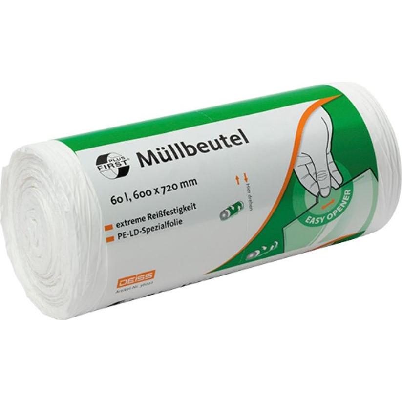 Deiss FIRST Müllsack 36022 60l weiss 50St., Abfallsack, Weiss