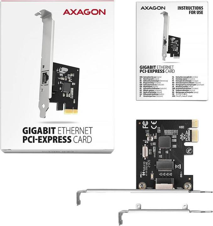 Produktbild Axagon PCEE-GRL Karta sieciowa PCIe 1x Gigabit Ethernet port RJ-45, chipset Realtek 8111L w. SP & LP (PCI-E x1)