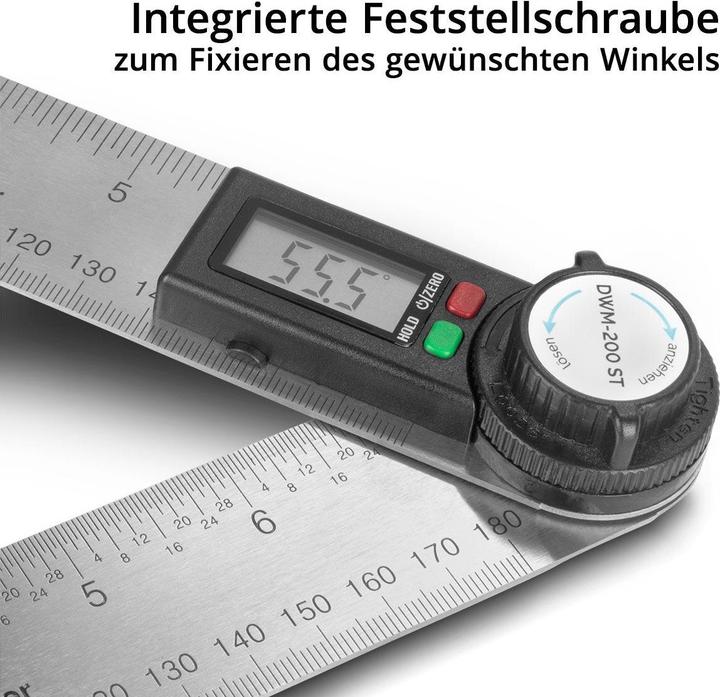 Produktbild Stahlwerk Digitaler Winkelmesser DWM-200 ST mit 180 mm Messbereich 360°