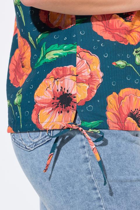 Immagine prodotto Ulla Popken top camicetta, papavero, collo rotondo, manica corta, cotone biologico (50, 52)