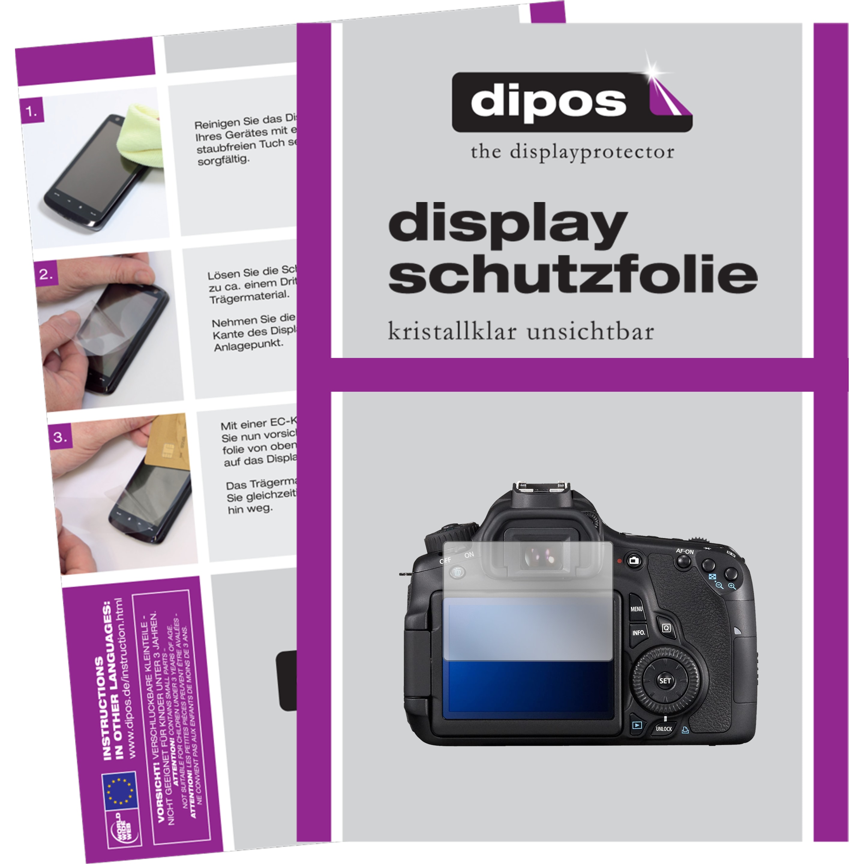 Dipos Displayschutzfolie Crystalclear (Displayschutz, Canon EOS 60D), Kameraschutz, Transparent