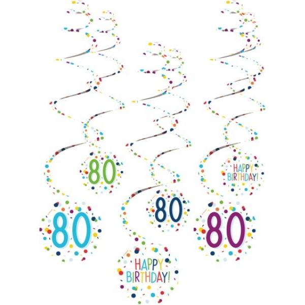 Magni spiralgirlanden 80 Confetti Birthday 61 cm Papier 6 Stück