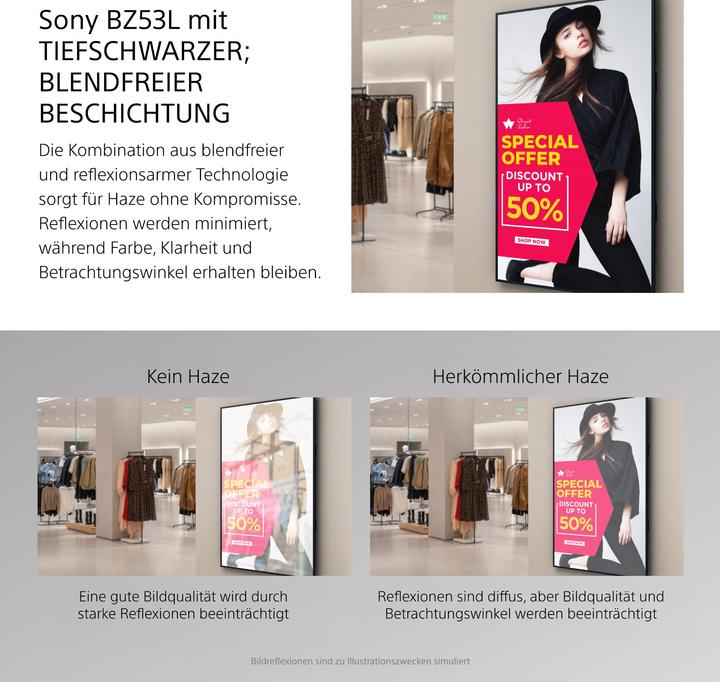 Image du produit Sony 98" Pro LCD 780nit Haze w/5yr PS (3840 x 2160 pixels, 98")