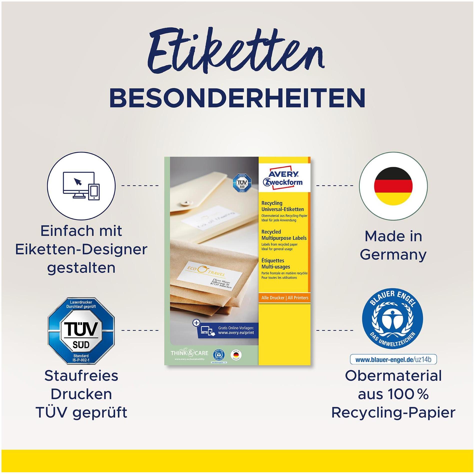 Thumbnail - Avery, Etiketten, Recycling Etiketten, Home Office, Kleinpackung