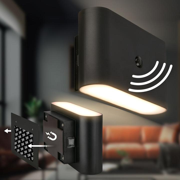 Produktbild Briloner CHET LED Akku Wandleuchte mit Sensor - Schwarz (280 lm)