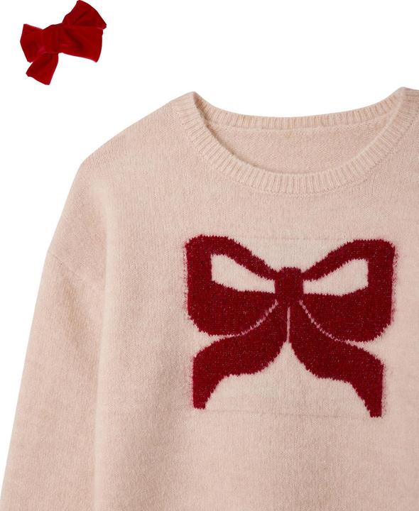 Produktbild Vertbaudet Mädchen Geschenk-Set: Weihnachtspullover & 2 Haargummis (140)