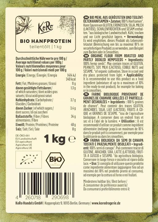 Produktbild KoRo Bio Hanfprotein (1000 g, 1x)