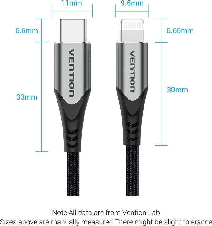 Image du produit Vention USB 2.0C vers Lightning 1.5M avec PD/MFi (1.50 m, USB 2.0)
