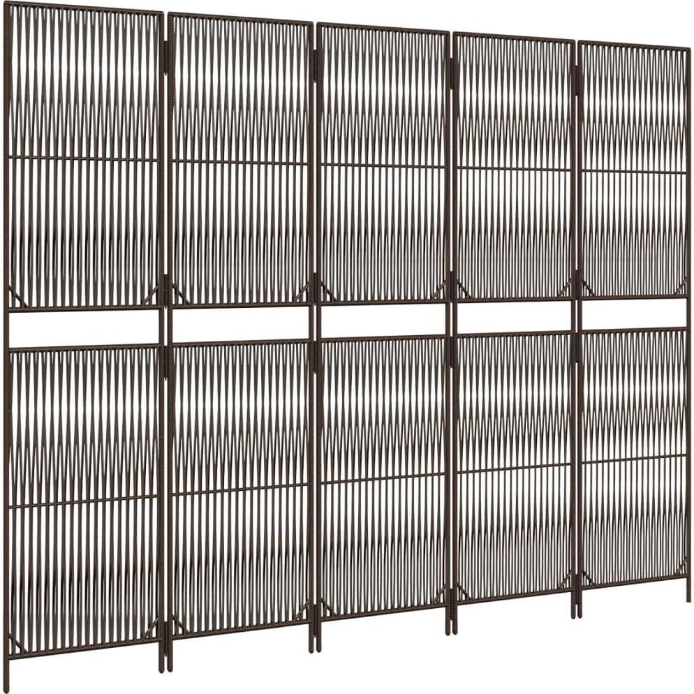 VidaXL, Paravent + Raumteiler, Paravent Raumteiler Sichtschutz Trennwand 5-tlg. Braun Poly Rattan