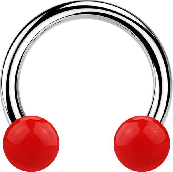 Immagine prodotto Star Piercing Micro Circular Barbell argento con due sfere rosse (Materiale sintetico, senza ottone, Acciaio chirurgico 316L)