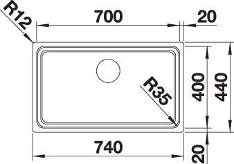 Actual product image Blanco Etagon 700-U (Undermount sink, 74 cm, 44 cm)