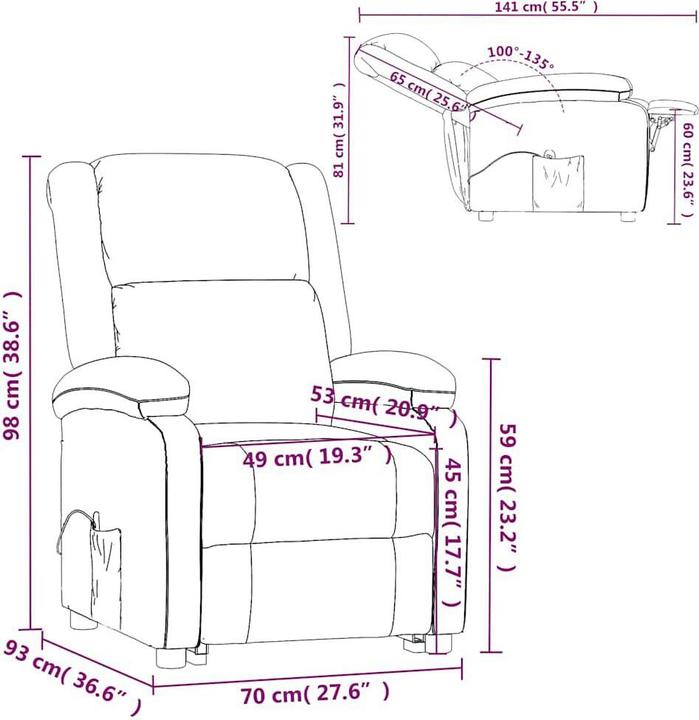 Immagine prodotto vidaXL Poltrona massaggiante Poltrona TV Poltrona relax Poltrona reclinabile Tessuto marrone