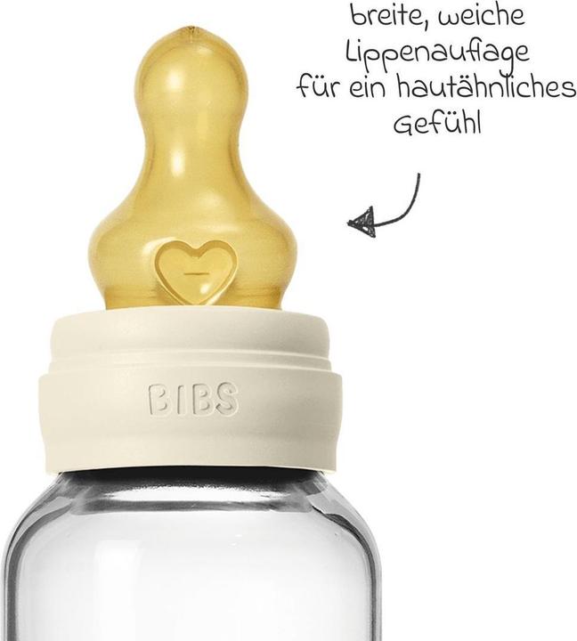 Actual product image Bibs - Glass Baby Bottle Round Latex Slow Flow - Ivory - 120 ml (120 ml)