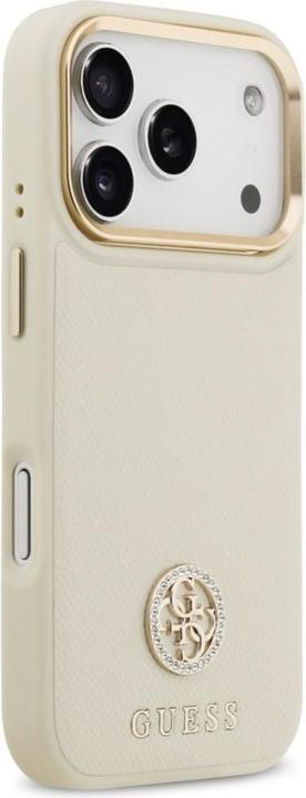 Productafbeelding Guess - Grained Strass Logo MagSafe (GUHMP17LPGCRMDEE) - iPhone 17 Pro - Beige (Apple iPhone 17 Pro)