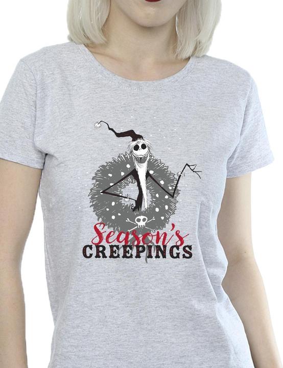 Actual product image Disney Womens/Ladies The Nightmare Before Christmas Seasons Creepings Wreath Cotton T-Shirt (L)