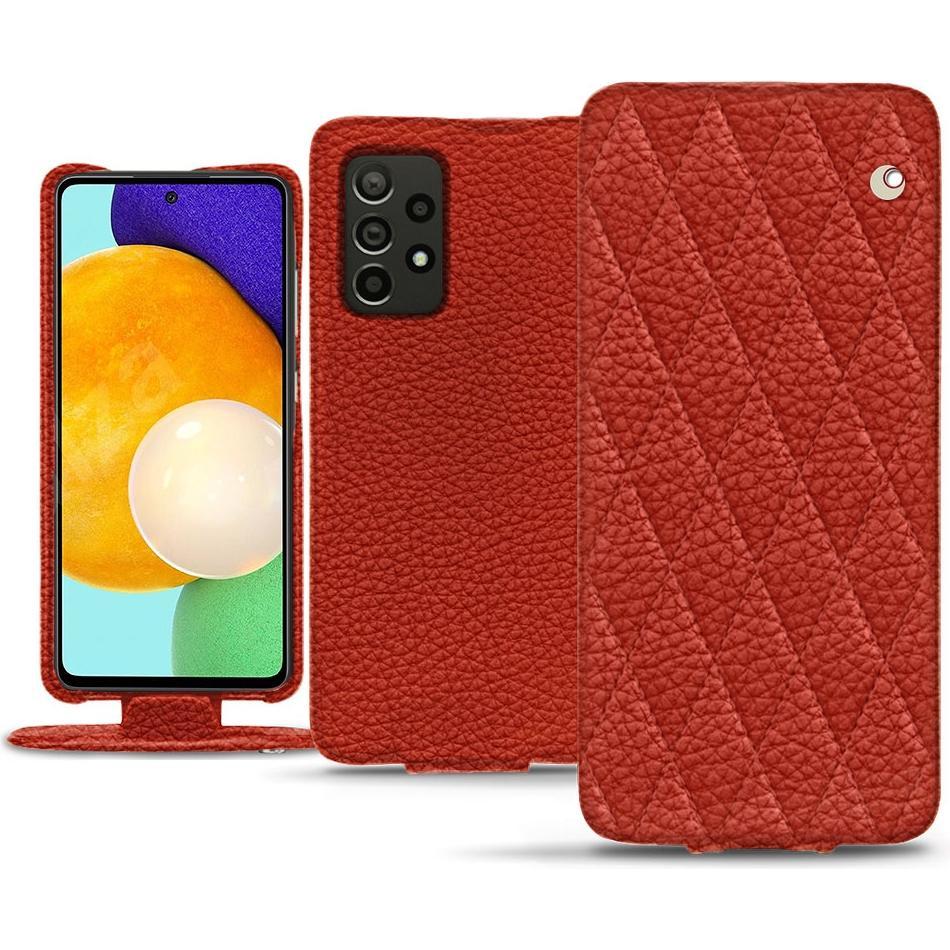 Noreve Lederschutzhülle vertikal (Samsung Galaxy A52), Smartphone Hülle, Orange