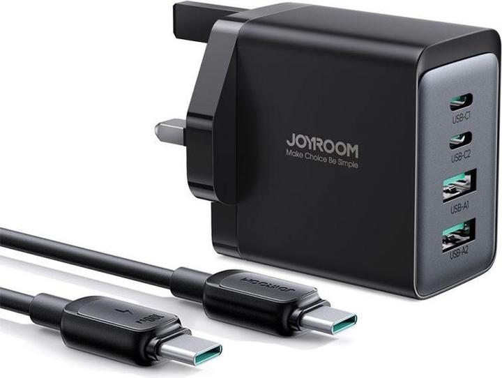 Produktbild Joyroom TCG02 PD USB-C USB-A 67W GaN-Wandladegerät (UK) + USB-C-Kabel – Schwarz (67 W)