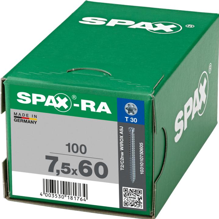 Image du produit Spax Spax-Ra Tête De Cylindre T-Star Plus T30 Filetage Complet Wirox (100 Vis par pièce)