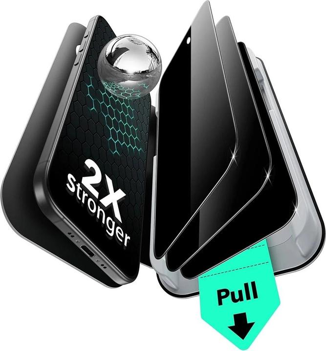 ESR - Privacy Tempered Glass UltraFit (3 pack) - iPhone 17 Air - Black (3 Stück, Apple iPhone 17 Pro)