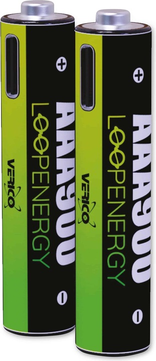 Actual product image Verico LoopEnergy Li-Ion battery AAA900, USB-C, 2-pack retail (2 pcs., AAA, 600 mAh)