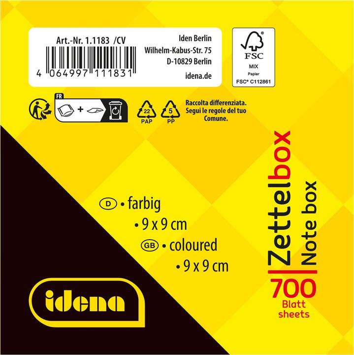 Actual product image Idena Note box 9x9x8cm 700 sheets (9 x 9 x 8 cm)
