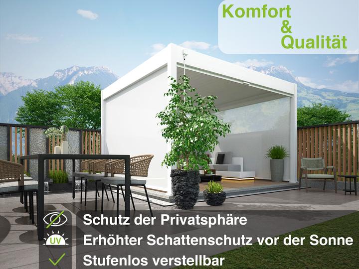 Produktbild Weide Sonnenrollo für Ventaris/ Pergola 4.00m Weiss (280 cm, 20 cm)