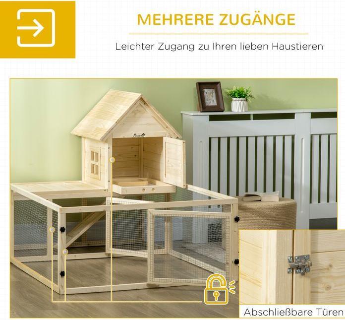 Produktbild Swisshandel24 Kaninchenstall, 1 Rampe, 1 Nistkasten, 1 Bodenwanne, 151,5x106x97cm