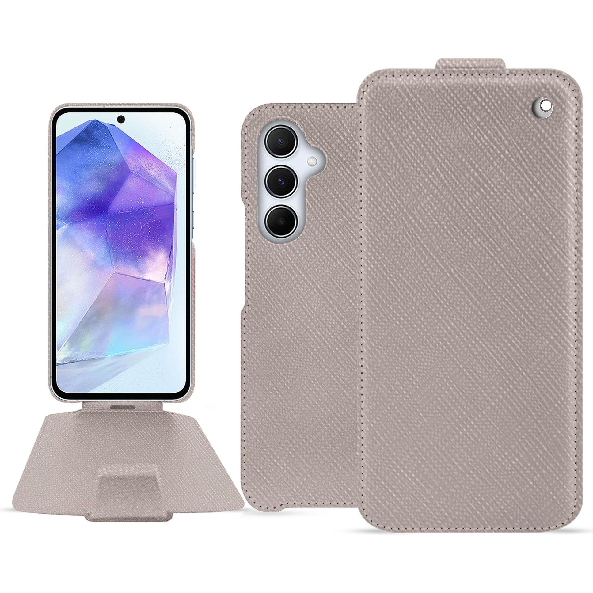 Noreve Lederschutzhülle vertikal (Samsung Galaxy A55), Smartphone Hülle, Beige