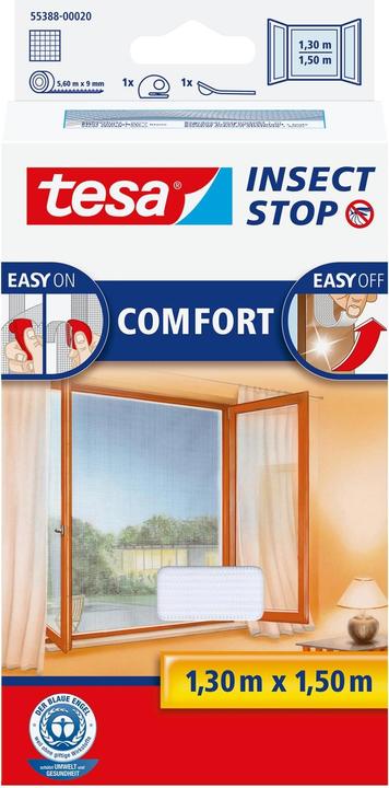 Actual product image tesa Insect screen COMFORT for windows, with Velcro tape, self-adhesive, without drilling (130 x 150 cm)