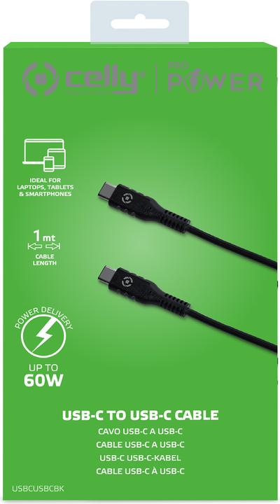 Immagine prodotto Celly Cavo dati da USB-C a USB-C (1 m, USB 2.0, 60 W)