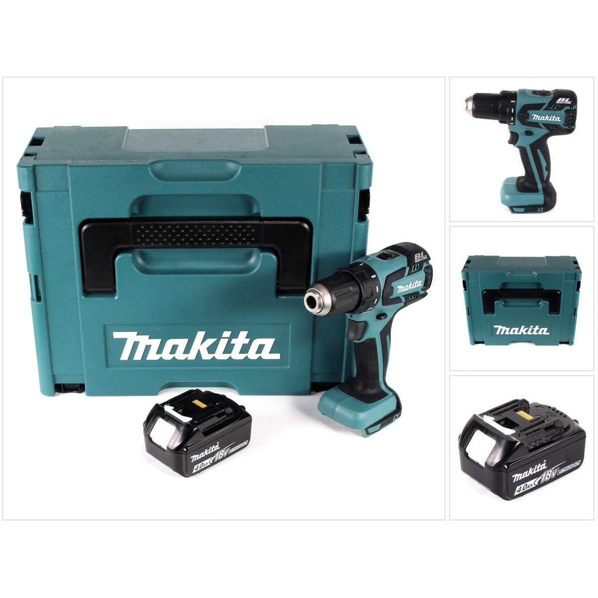 Makita, Bohrmaschine + Akkuschrauber, DDF 459 M1J Akku Bohrschrauber 18V 45Nm im Makpac + 1x 4,0 Ah Akku - ohne Ladegerä...