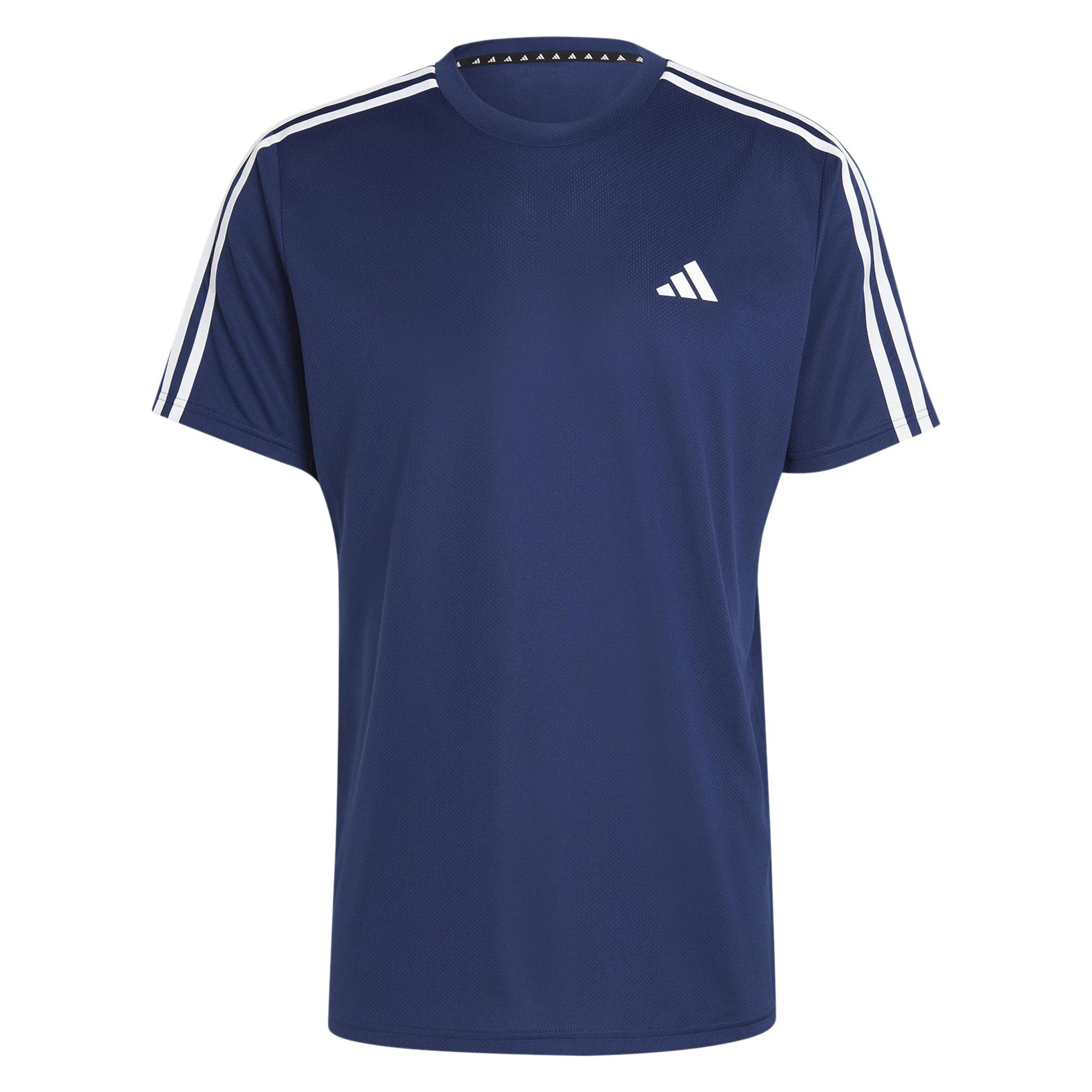 Adidas, Mannen, Sportief Shirt, Traing Essentials Base 3-Stripes T-shirt (Xl), Blauw, Xl
