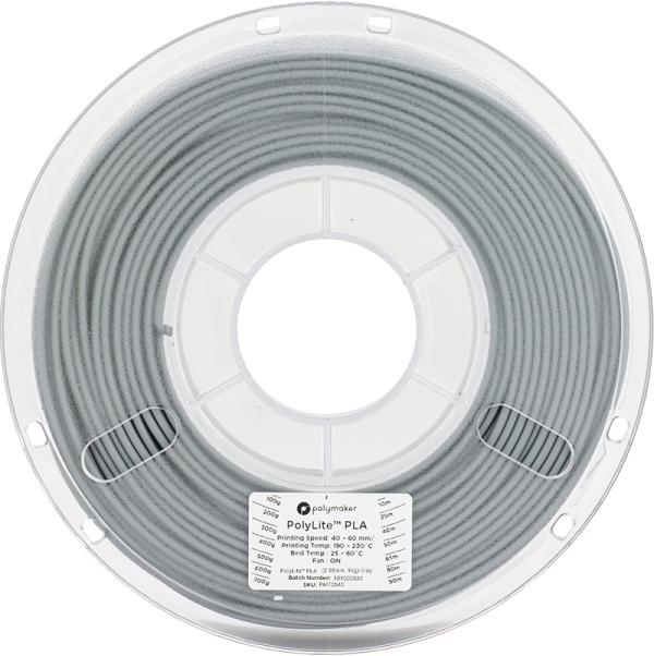 Actual product image Polymaker PolyLite PLA - Grey - 2.85mm (PLA, 2.85 mm, 1000 g, Grey)